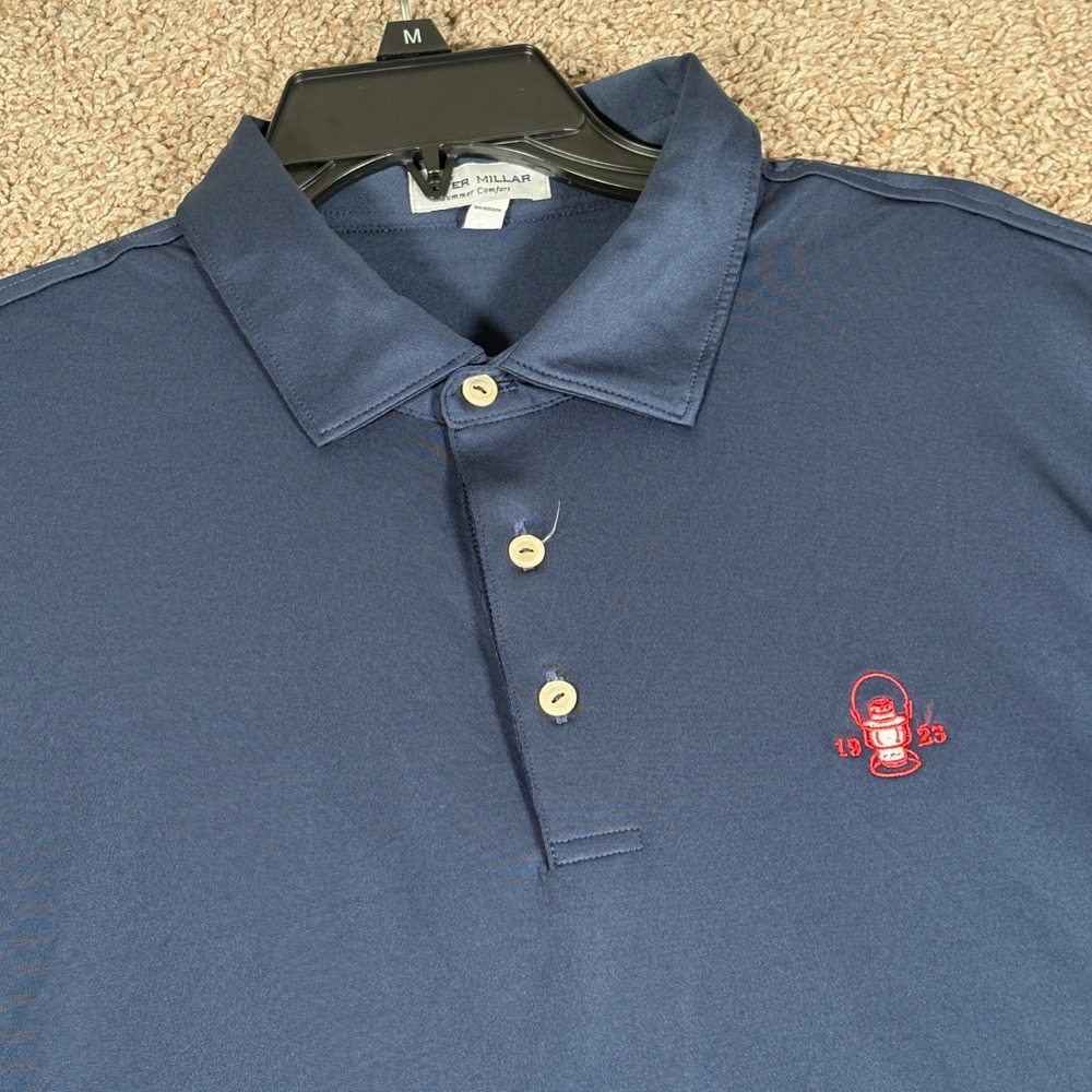 Peter Millar Summer Comfort Navy Blue Polo Shirt XL Stretch Performance
